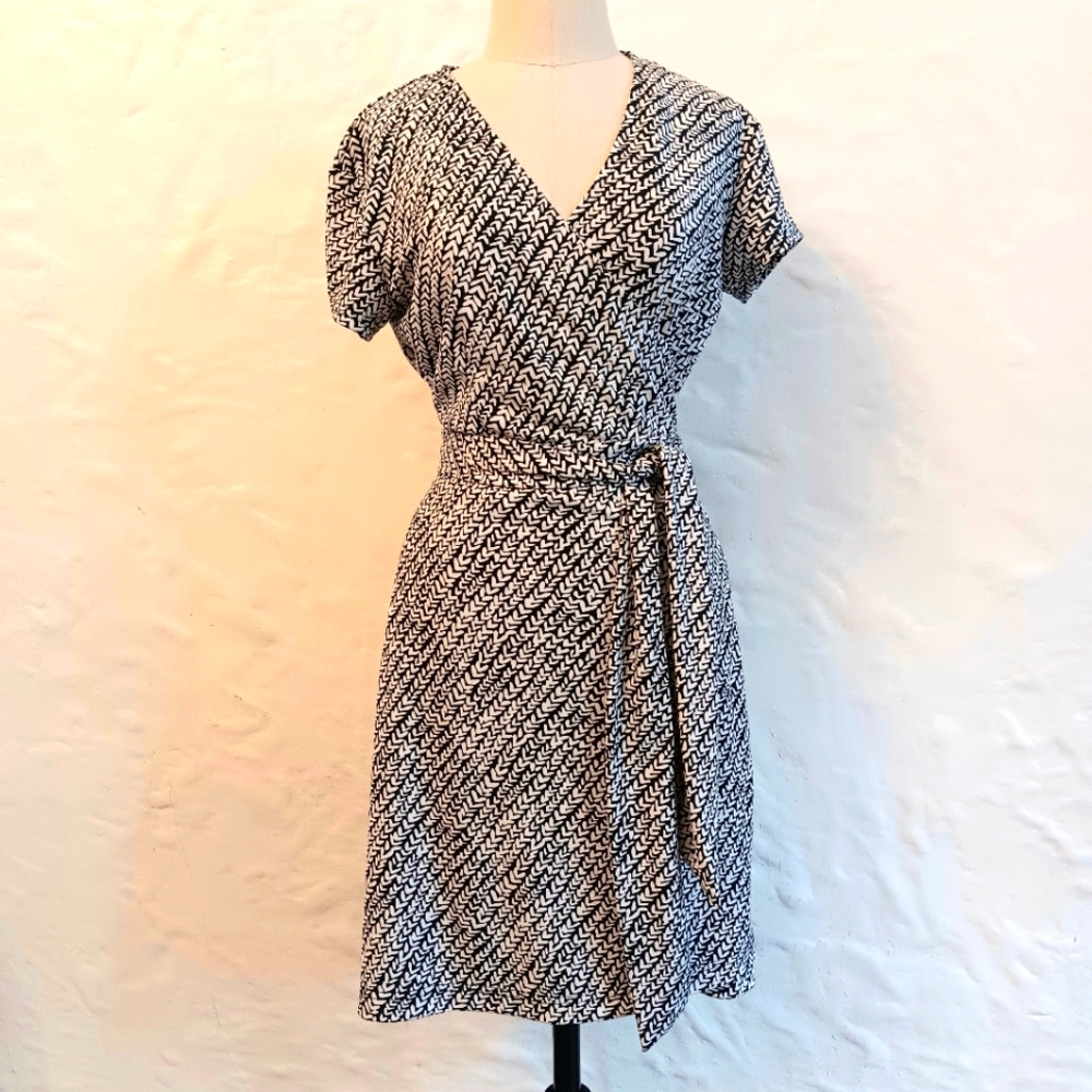 Esprit Black and White Patterned Midi Dress